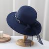 Fashion Summer Pastoral Style Straw Hat Pearl Lace Ribbonwide Brim Sun Hat Spring Summer Elegant Uv  Protection Cap Female