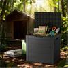 75 Gallon Large Outdoor Deck Box with Lockable Lid & Heavy-Duty Hinged Door - White/Green Heavy-Duty Plastic Storage Container,