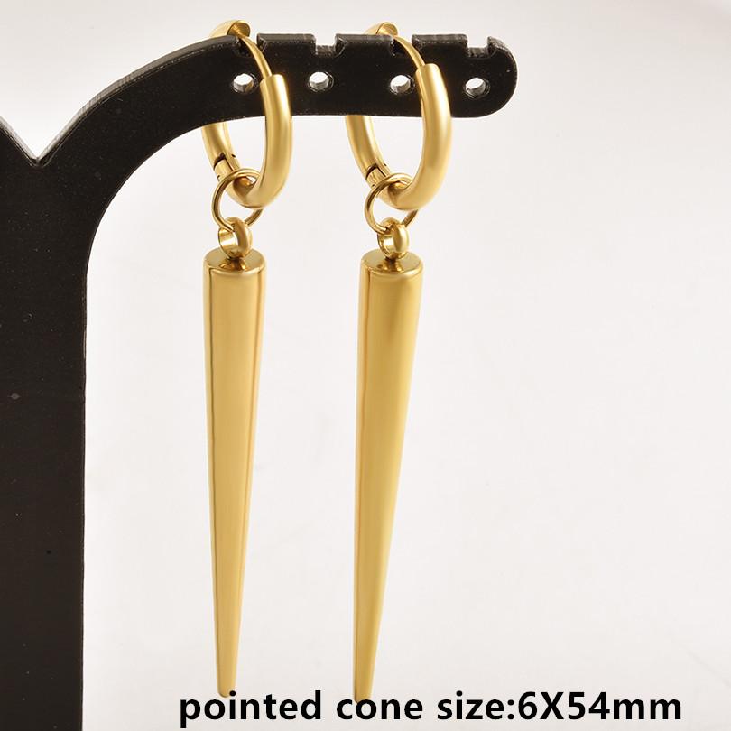Nicht verblassend Unterschiedliche Länge Spitzkegel Hängeohrringe Edelstahl Runde Creolen für Damen Herren Schmuck Ohrpiercing Geschenk