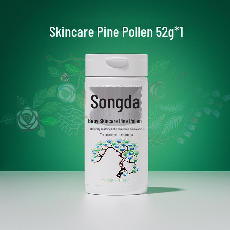 Songda Pine Pollen Prickly Heat Powder for Babies, 52g – Natural Talcum Baby Skincare, Non-Corn Starch.