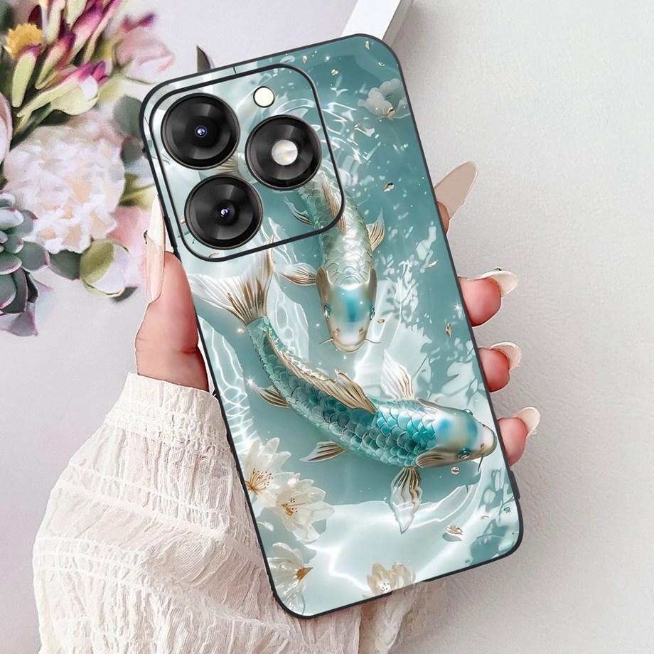 Dragon Koi Fish Landscape Phone Case For Itel A70 A60 A60s Cover Soft TPU Cartoon Bumper On Itel A27 A25 A35 A48 Shockproof Etui