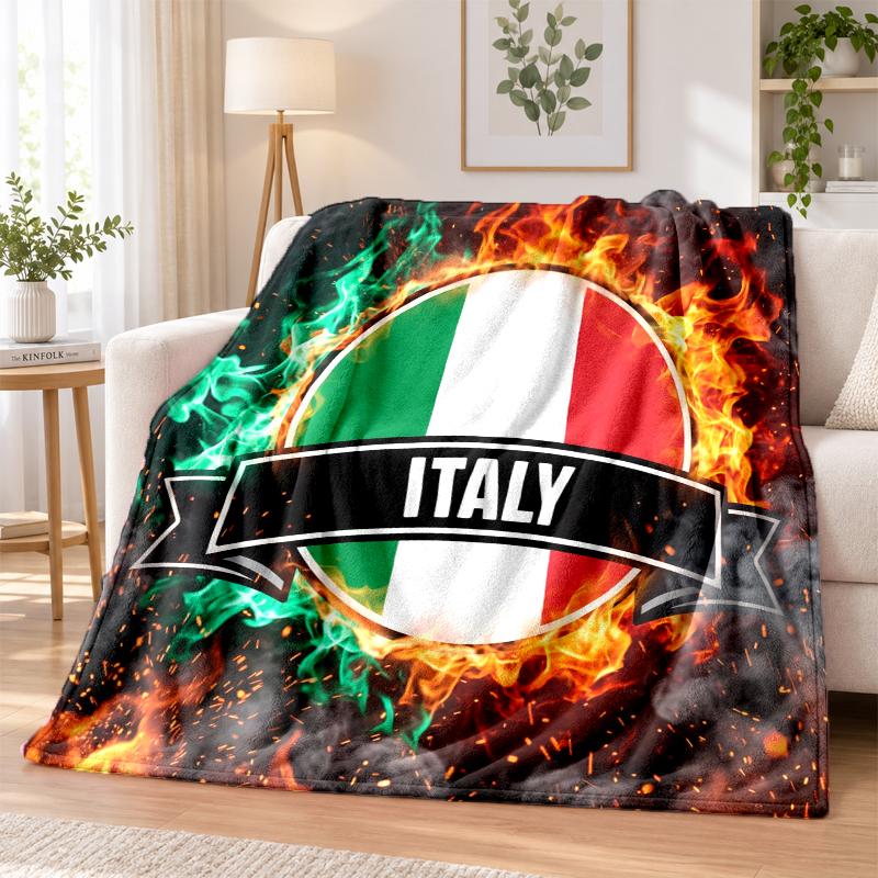 Italy Football Printed Flannel Blanket Warm Comfort Bed Throw For Indoor Home Decoration