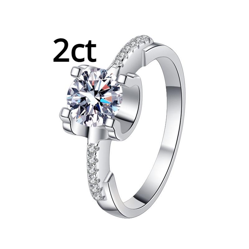 Anel de moissanite 2ct cor D S925, anel de prata esterlina para noivado feminino, anel de diamante, presente de casamento para namorada, joia requintada para presente