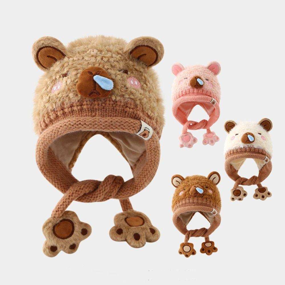 Thickened Baby Ear Protection Cap Warm Capybara Beanie Caps Cold Weather Wear
