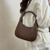 Elegant PU Hobo Bag Solid Color Texture Handbag Storage Bag French Underarm Bag  Women
