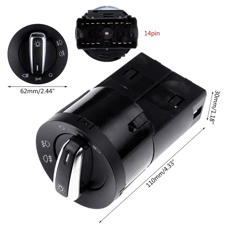 Headlight Switch Control Fog Lamp Knob 3BD941531 Car Headlamp Fog Light Integrated Switch  Black