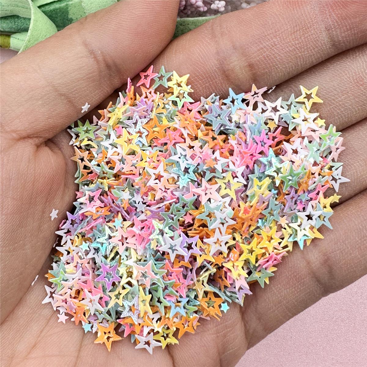 

Блестки из бисера, полые маленькие звезды, декор, 1000 шт., ювелирные аксессуары, ПВХ нашивка, волшебный цвет, модный стерео, 5,2 мм разноцветный