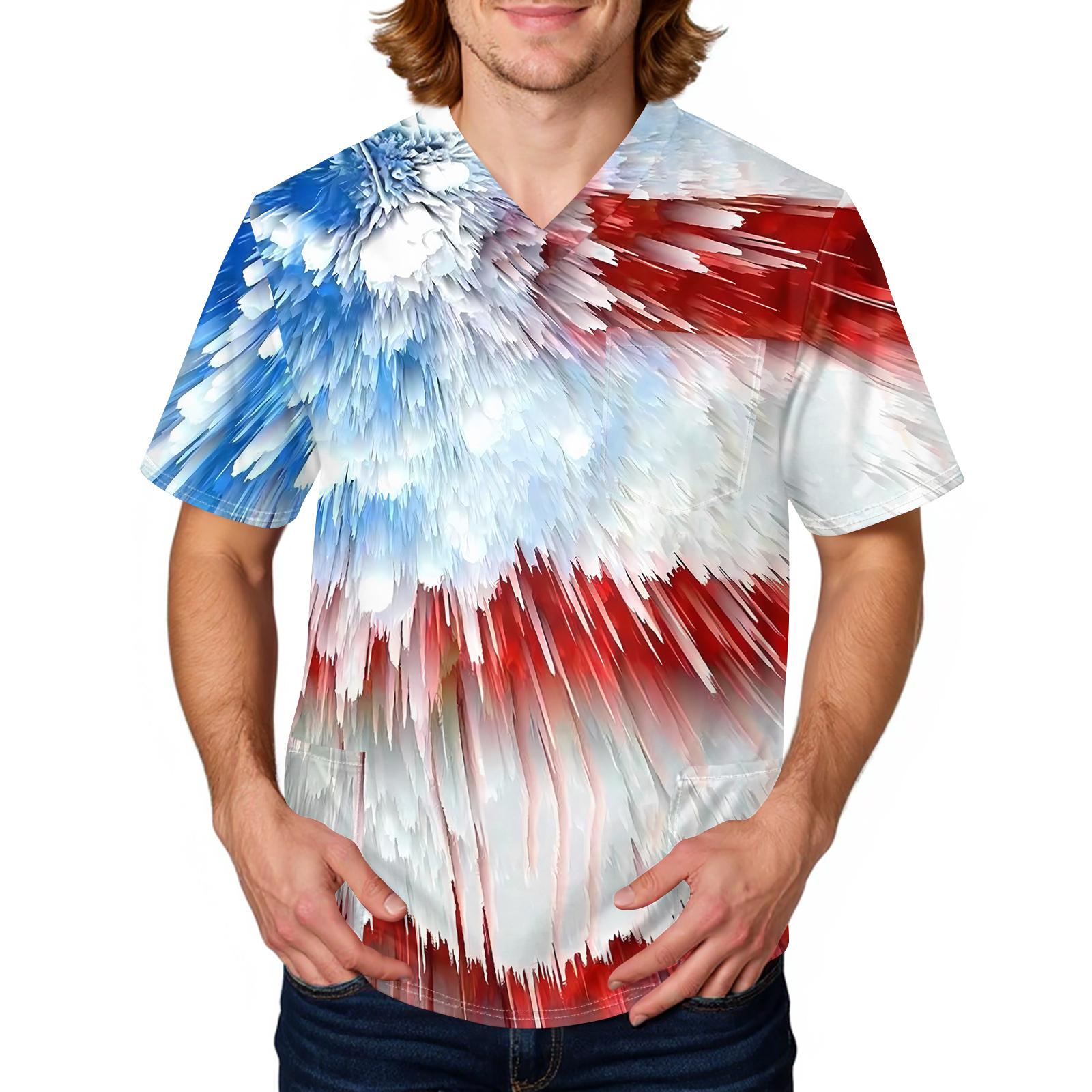 

Men’s Short Sleeve V Neck Shirt with Star Print Loose Fit Casual Top Comfortable Lightweight Material Allover Graphic Design XXXXXL