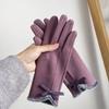 Bow Decor Fuzzy-Handschuhe, elastischer Plüsch, kältebeständig, Vollfinger-Handschuhe für Outdoor-Fahren, Radfahren, Angeln