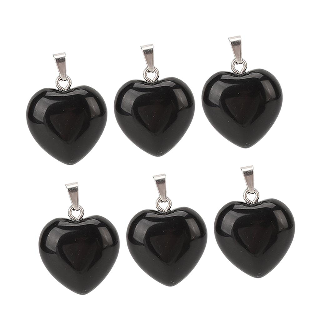 10pcs Heart Shaped Pendant Set Black Smooth Exquisite Jewelry DIY Stone Pendant for Necklace Making