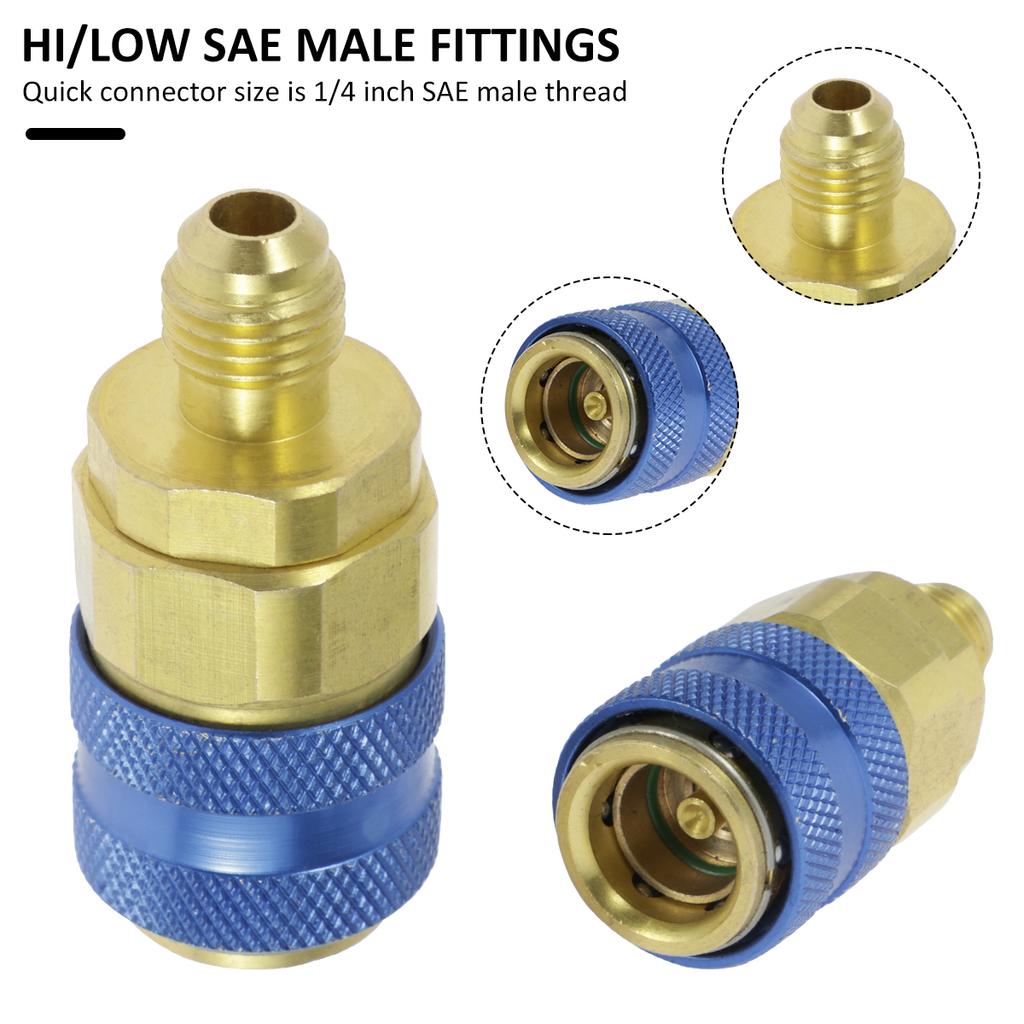 2Pcs R134A Low High Side Auto Car Quick Coupler Connector Adapters Air Conditioning Refrigerant Adjustable AC Manifold Gauge