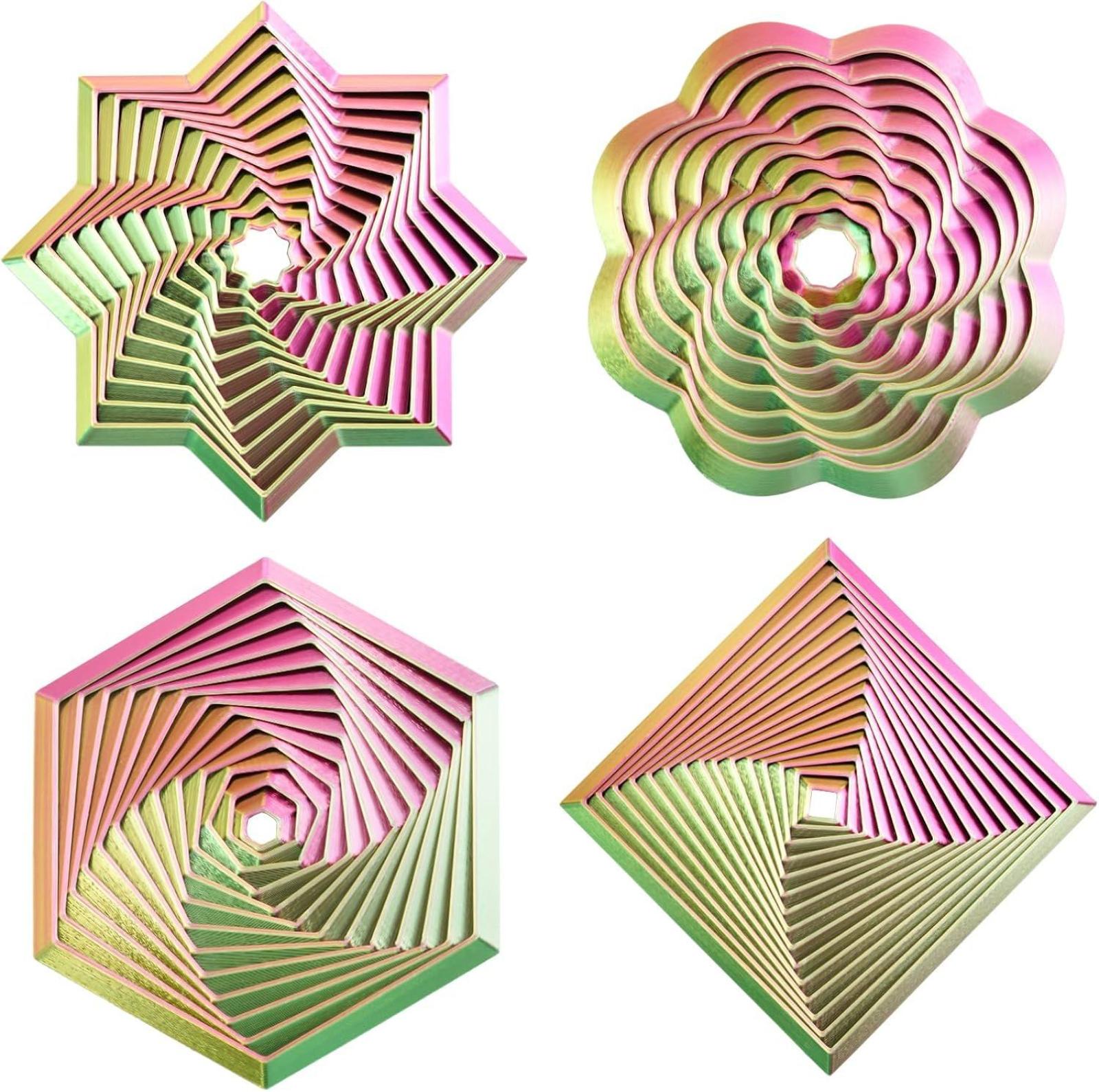 

3d Printed Stress-Relieving Toy Set: Octagonal Star, Hexagonal Flower, Square Radish Tower Figure-Piece One Size