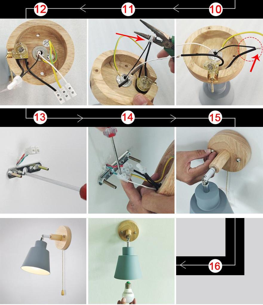 Modern Minimalist Nordic Macaron Bedside Wall Lamp with Wooden Pull Switch for Living Room or Restaurant Decor