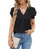 BITCED Women's Fashion Casual Short Sleeve V-Neck Blouses & Shirts