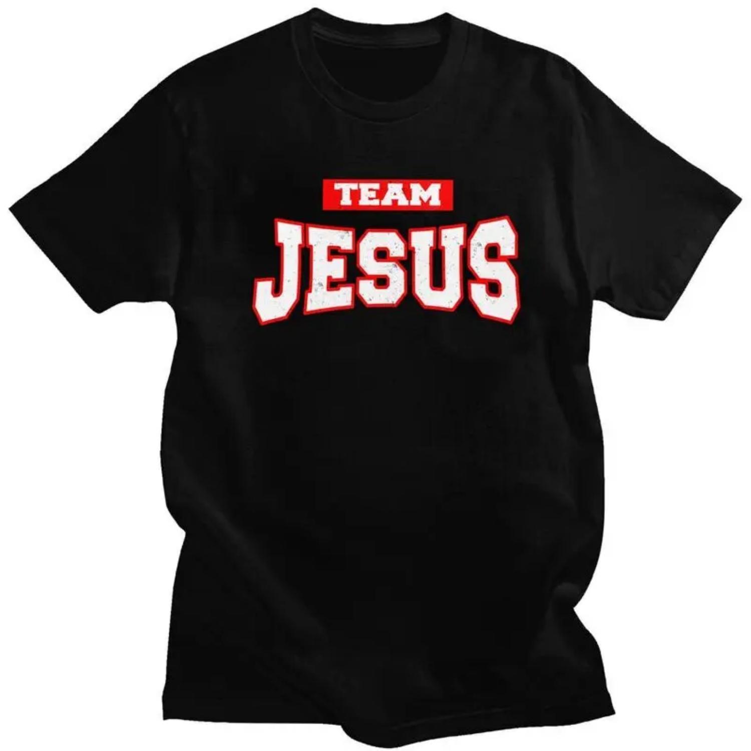 

Custom Vintage Team Jesus Funny Christian T Shirts Men Pure Cotton Tees Tshirts T-shirt S разноцветный