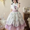 Pounds Country Style Lolita Skirt Elegant Daily Lace Print Midi Dress Shirt Set Princess Ball Gown Style
