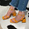 Women's Shoes Cross-border New Sandal Heels Shoes Square Toe Sandals