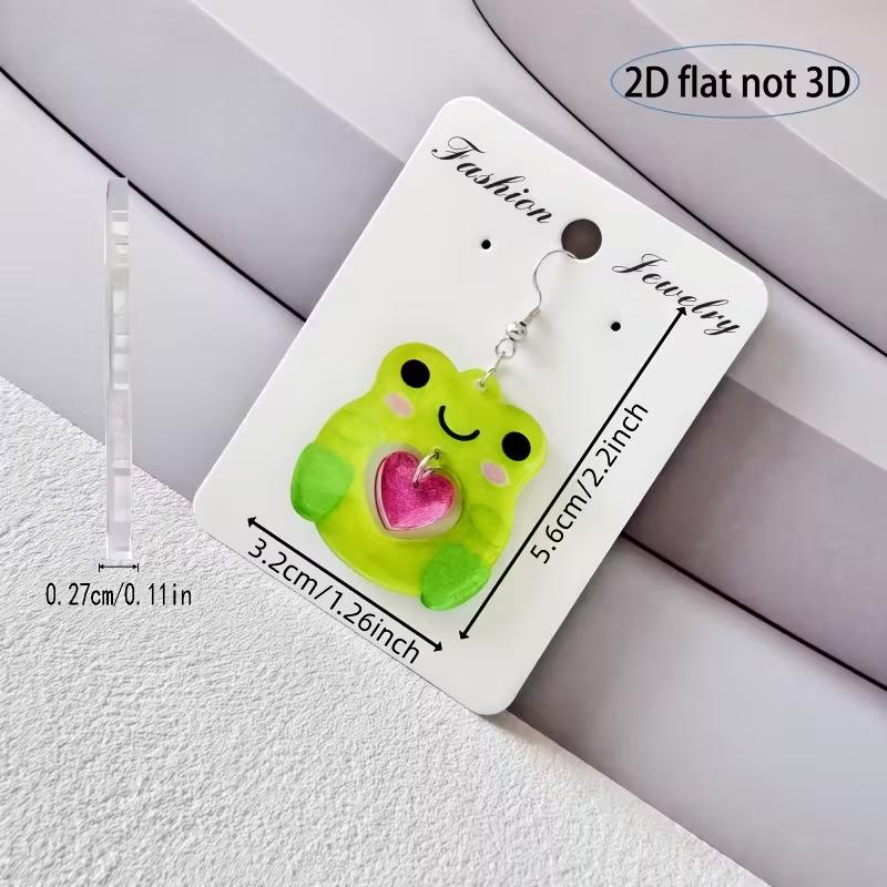 Cross-border New Cute Little Frog Love Earrings 2D Acrylic Creative Cartoon Animal Green Frog Earrings