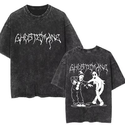 Ghostemane Bedrucktes Gewaschenes T-Shirt Herren Lässig Gothic Übergroß Streetwear Herren Hip Hop Y2K Rap Rock Trap Metal Oberteile T-Shirts