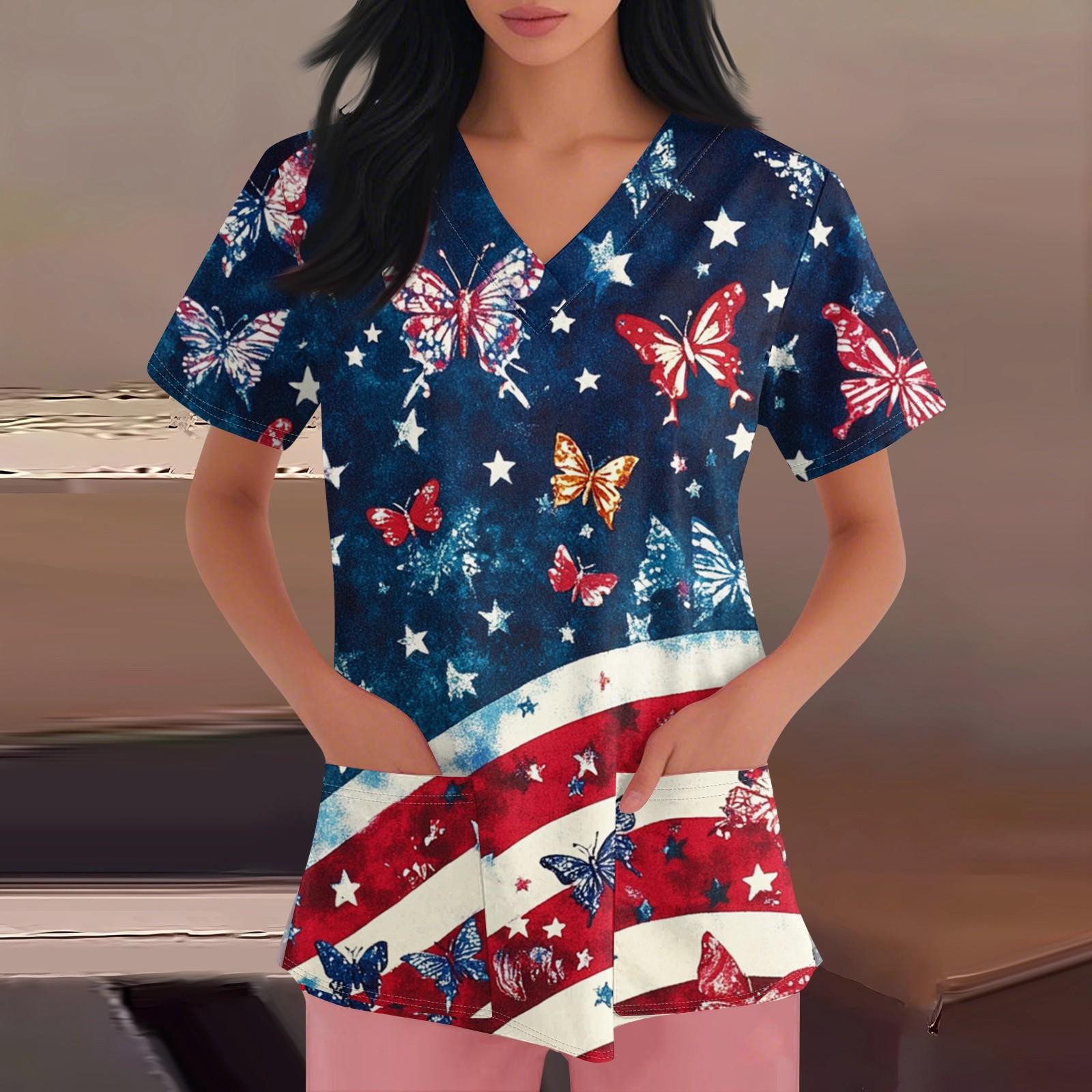 

С Днем святого Валентина, женская мода, V-образный вырез, короткий рукав, рабочая одежда с карманами S тёмно-синий