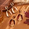 Long Uneven Trapezoid Pendants Women's Hanging Earrings White Wine Red Enamel Geometric Statement Dangle Earrings Unsual Earring
