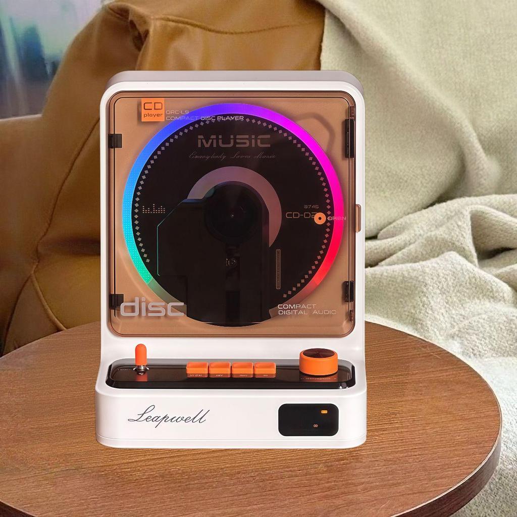 Retro Audiophile Vinyl Record & CD Player with Bluetooth Speaker, Portable Charging, and Atmosphere Light Gift