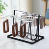 Glass Water Cup Set with Wooden Handle