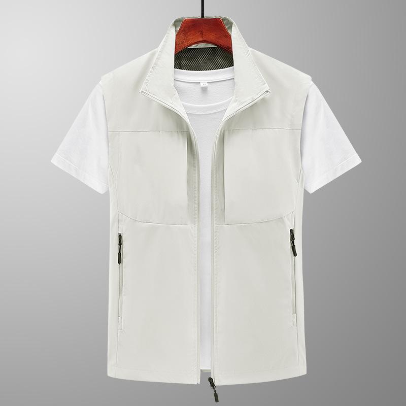 Casual Loose Vest Men's Zipper Multi-pocket Spring and Summer Horse Clip Sleeveless Vest Middle-aged and Young Daddy Vest Jacket