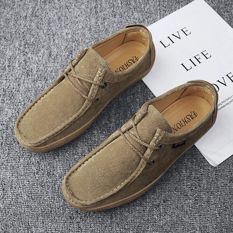 Men's Casual Leather Pig Skin Breathable Snail Shoes 2024 New Male Comfortable Outdoor Walking Shoe Classic Loafers Men Sneakers