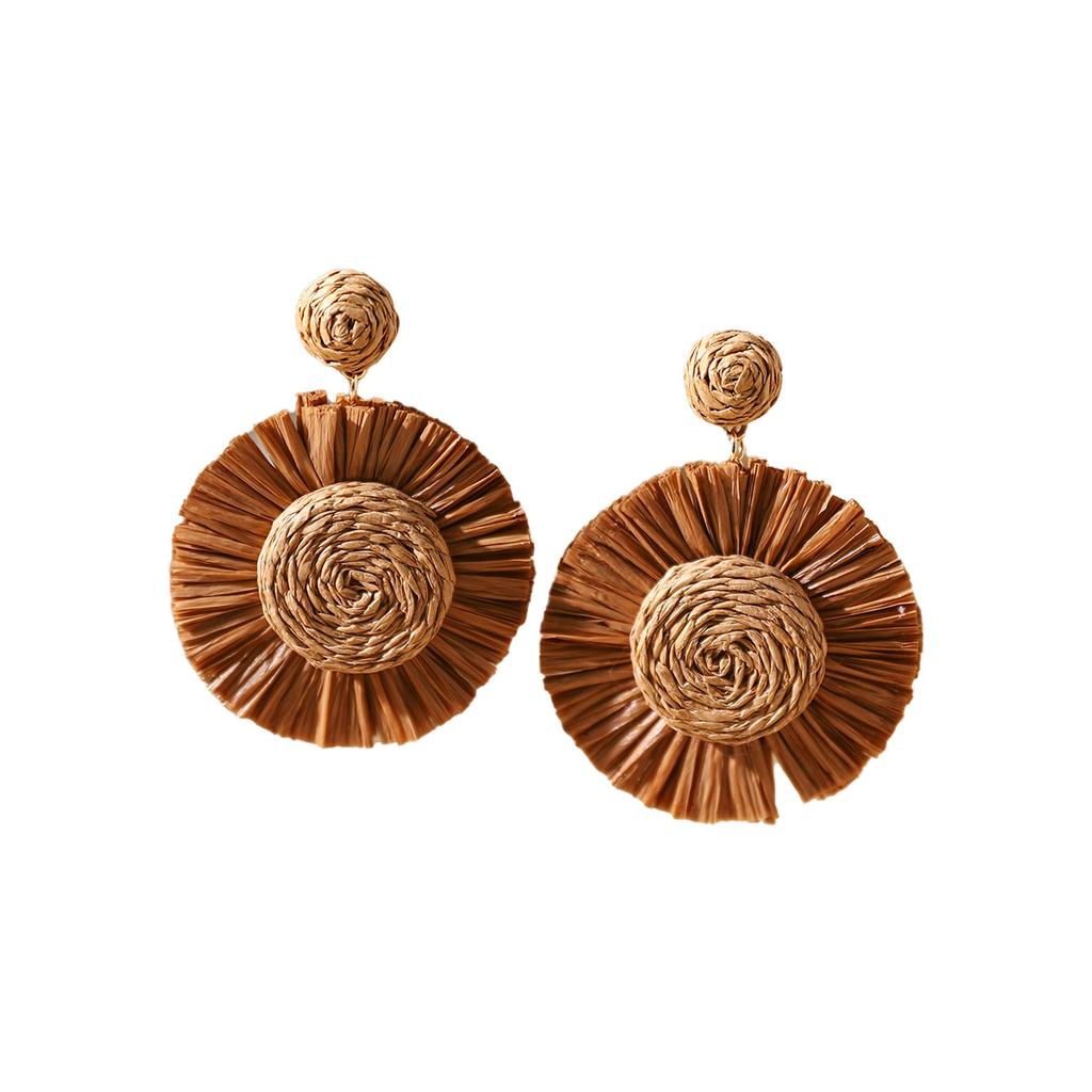 New Earrings Handmade Rattan Exaggerated Vacation Style Earrings Earrings Unique and Beautiful Seaside Accessories