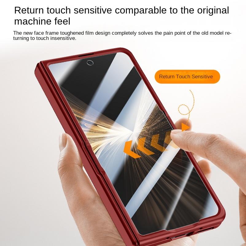 Leather With Privacy Screen Tempered Glass Protector Case For Honor Magic V 5 Magic V5 Spring Hinged Camera Holder Cover