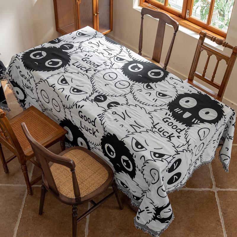 Table Cloth Rectangle Table, Heavy Duty Cotton Linen Tablecloths Farmhouse Tablecloth, Soft and Wrinkle Free Table Cover with Tassels