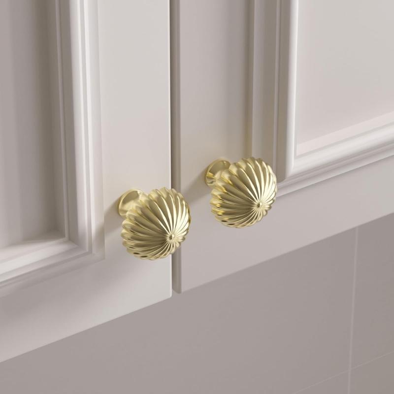 2Pcs Cabinet Pull Brass Dressers Knob Round Stripe Drawer Door Pulls Handles Kitchen Bedroom Furniture Hardware