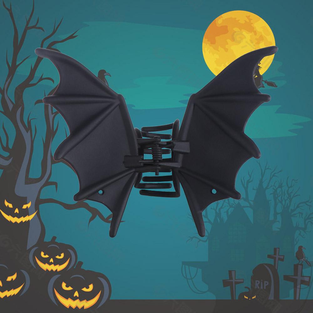 Matte Black Bat Wings Ponytail Holder Zinc Zinc Alloy Shark Clip Cute Halloween Hair Claw  Party