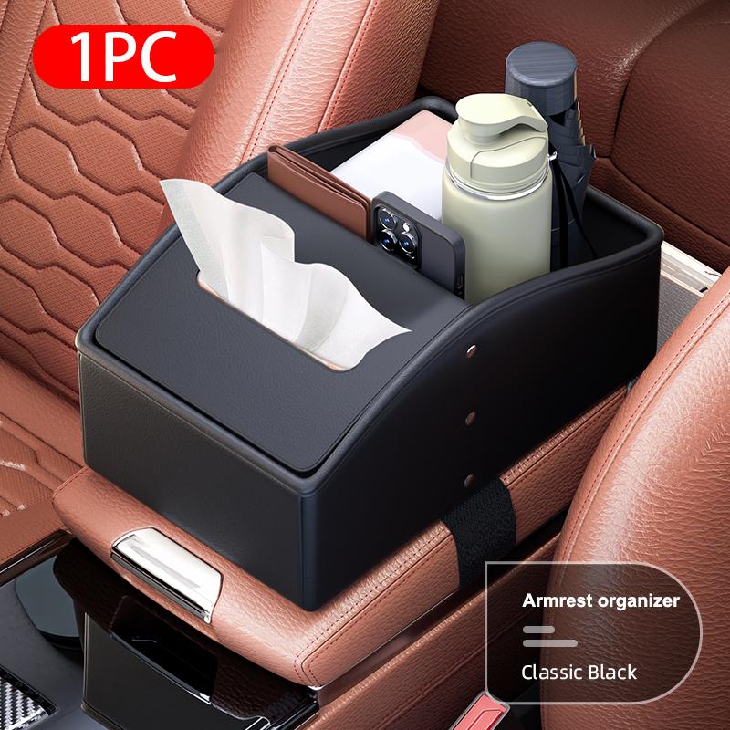 SEAMETAL Car Armrest Storage Box Auto Central Console Elbow Rest Case Multi-functional For Car Tissue Bottle Phone Holder Box