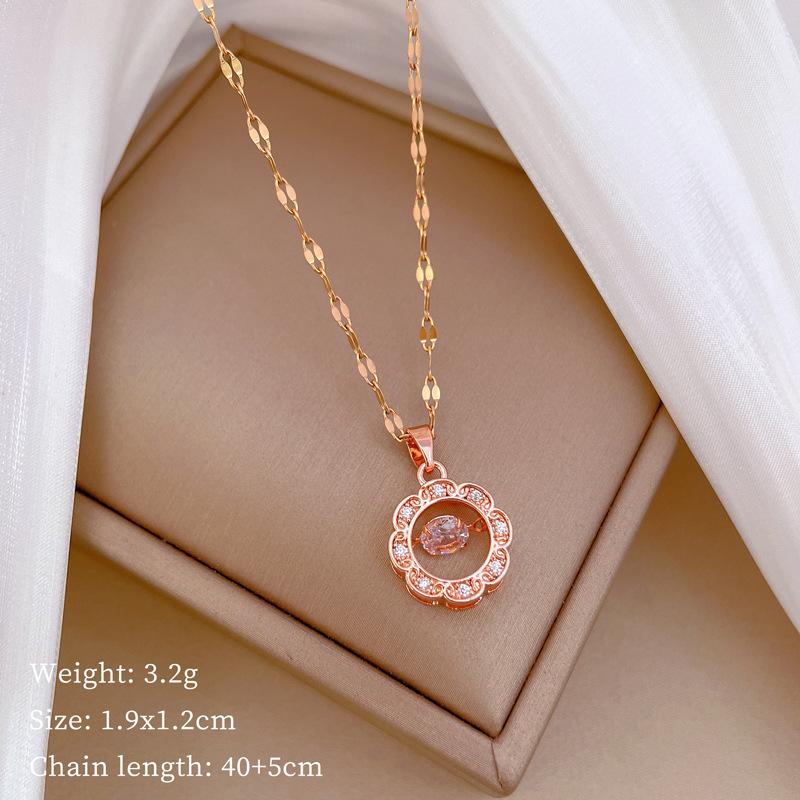Ring Smart Light Luxury Temperament Gorgeous Full Diamond Necklace Women S Versatile Collarbone Chain Titanium Steel Chain
