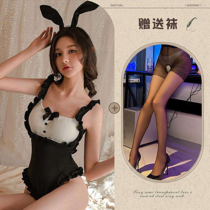 Sexy Pajamas Bunny Sexy Temptation Cute Maid Onesie Uniform Open Without Temptation