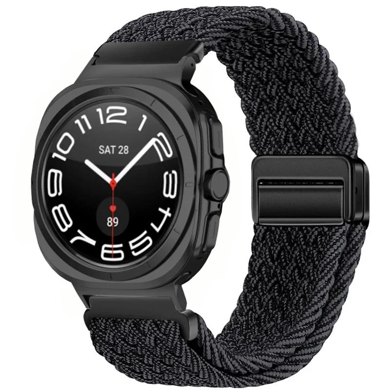 Nylon Braided Loop Strap for Samsung Galaxy Watch Ultra 47mm Magnetic Bracelet Wristband for Galaxy Watch 6 5 4 40mm 44mm 43mm 45mm Accessories