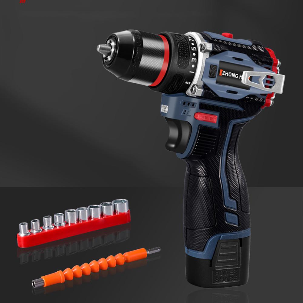 16.8V 2 IN 1 Brushless Electric Drill 350NM Cordless Drill 10MM Chuck Mini Electric Screwdriver Tools Lithium Ion Battery