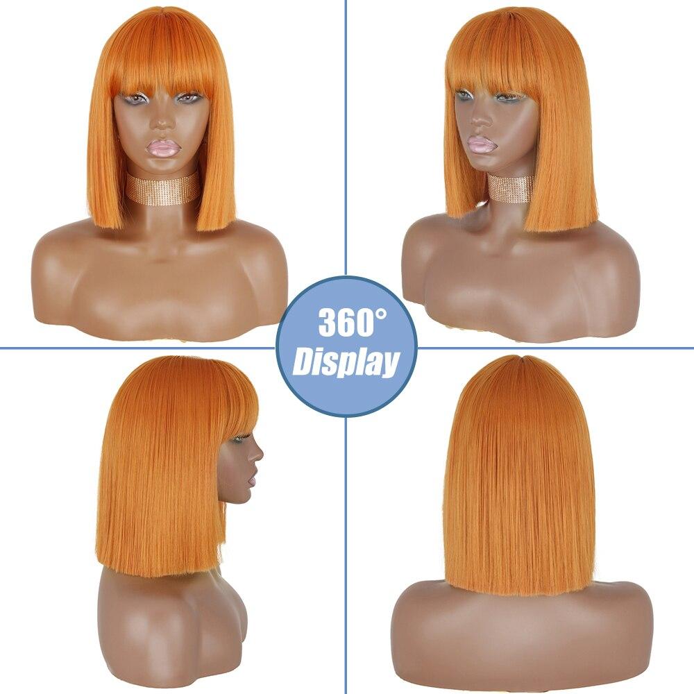 MISSQUEEN Orange kurze Bob-Perücke, gerade, Pony, synthetische Perücke, Schwarz, Rot, für Damen, täglicher Gebrauch, Hochtemperaturfasern