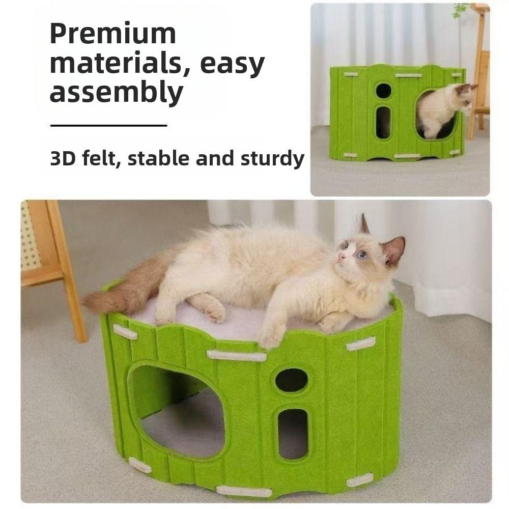 All-in-one Cat House With Holes Multi-layer Cat Climbing Frame Sturdy Corner Design Cat Castle House Cat Furniture