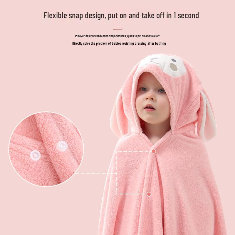 Water-Absorbent Cartoon Hooded Bath Towel Cape for Newborns & Toddlers