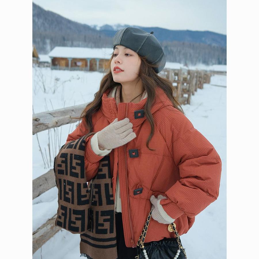 Solid Color Loose Fit Short Down Jacket Winter Coat with Hood Korean Style Thick Padding Bread Jacket