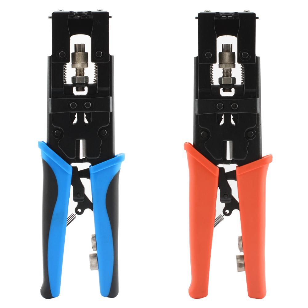 F/BNC/RCA RG6 Industrial Grade Carbon Steel Crimping Compression Pliers for Coaxial Cable Crimper with Wire Stripping Cutting