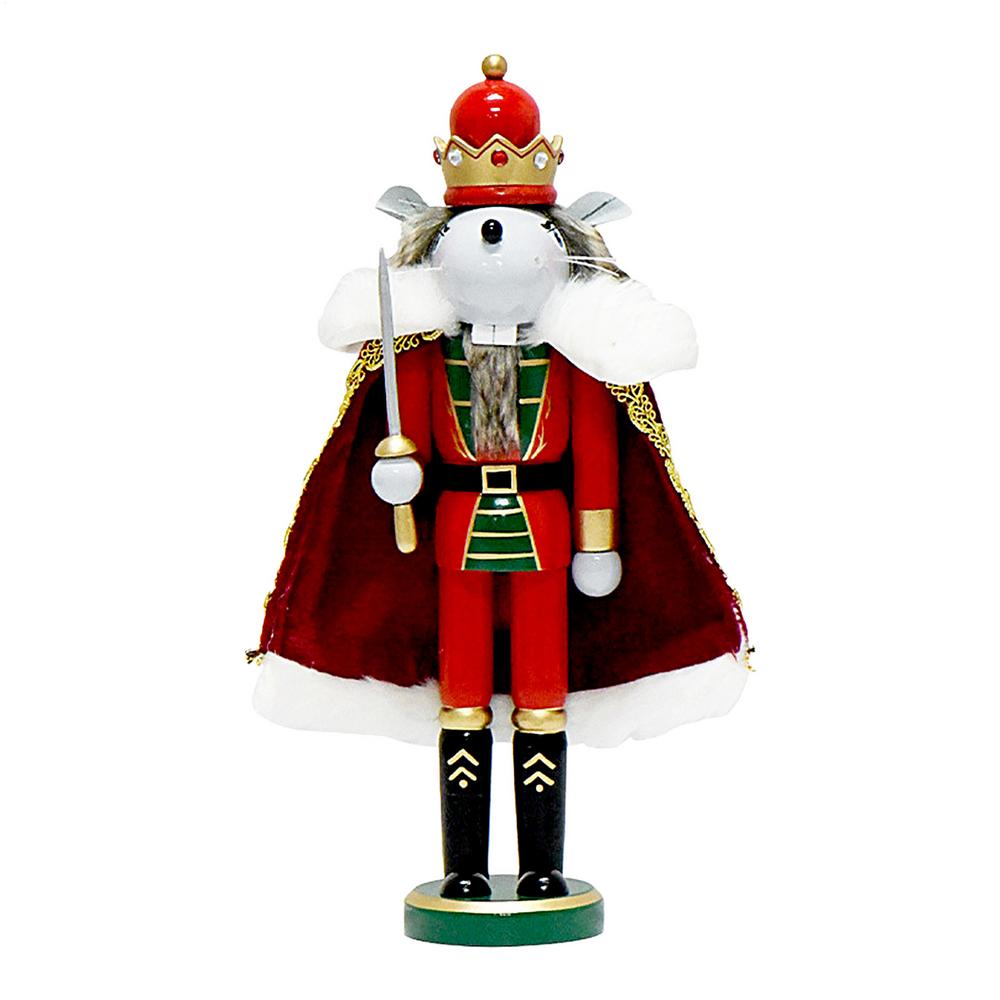 

Wooden Nutcracker Decorations Holiday Mice King Statue 12 Inch Creative Mice King Nutcracker Festive Christmas Shelves Decor
