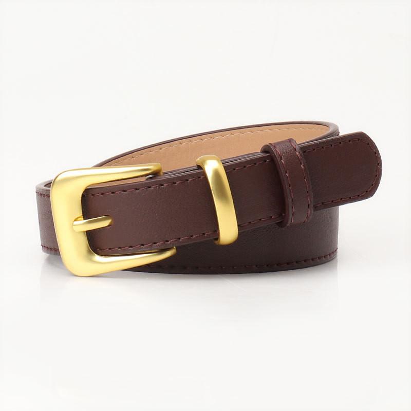 Womens Fashion Faux Leather Belt With Metal Pin Buckle High End No Pattern Waistband For Office