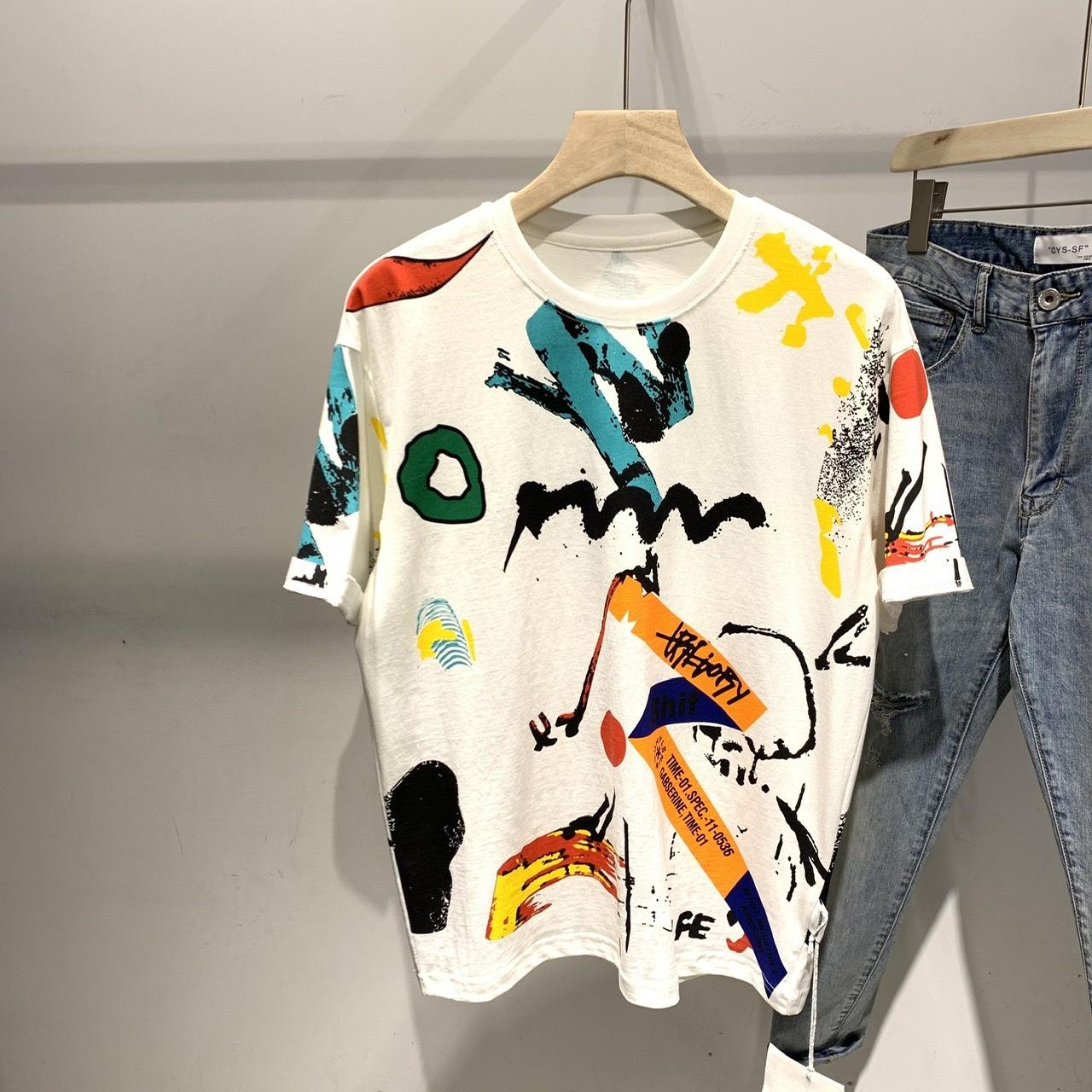 

Летняя мужская модная дышащая футболка с коротким рукавом и принтом