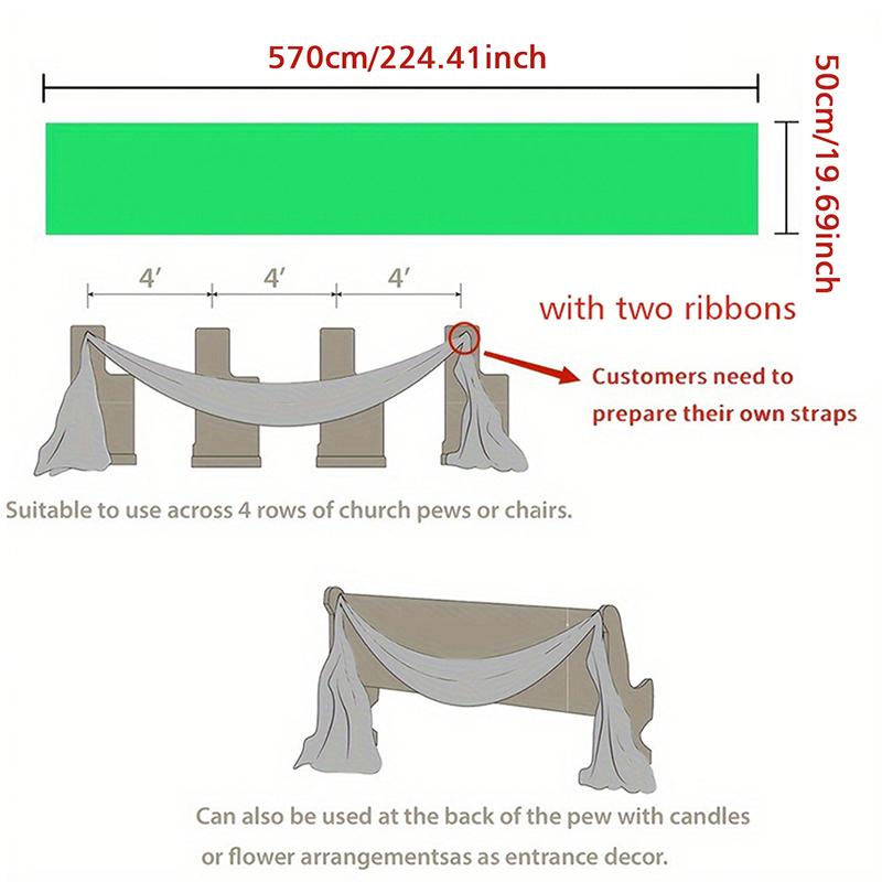 1PC Chiffon Romantic Ceiling Decor Wedding Table Runner Suitable for Indoor/Outdoor Events 7 Colors