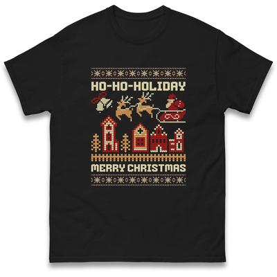 HO HO HOLIDAY Christmas T-Shirt Tshirt Mens Womens Tops Unisex Tees 100% Cotton