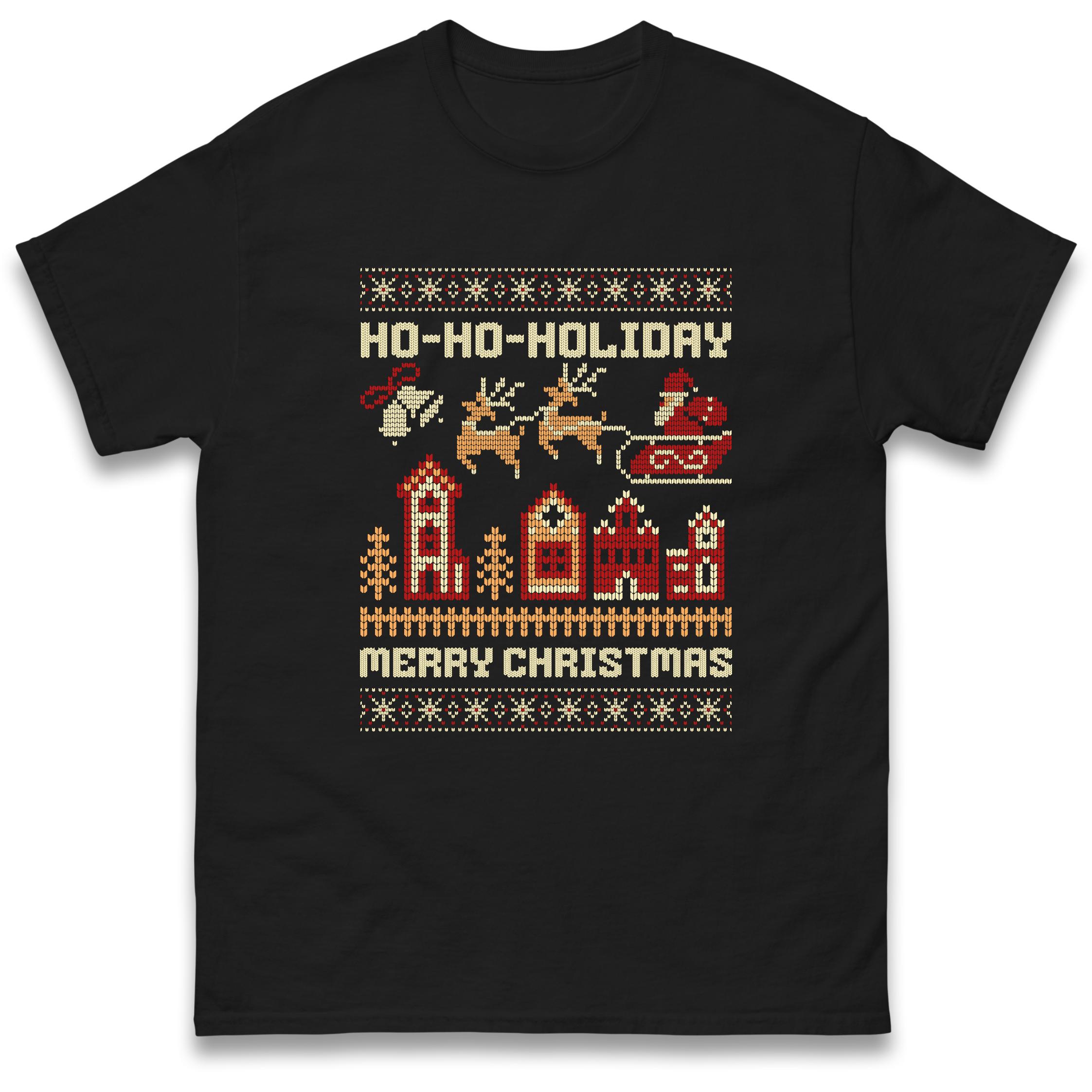 HO HO HOLIDAY Christmas T-Shirt Tshirt Mens Womens Tops Unisex Tees 100% Cotton S